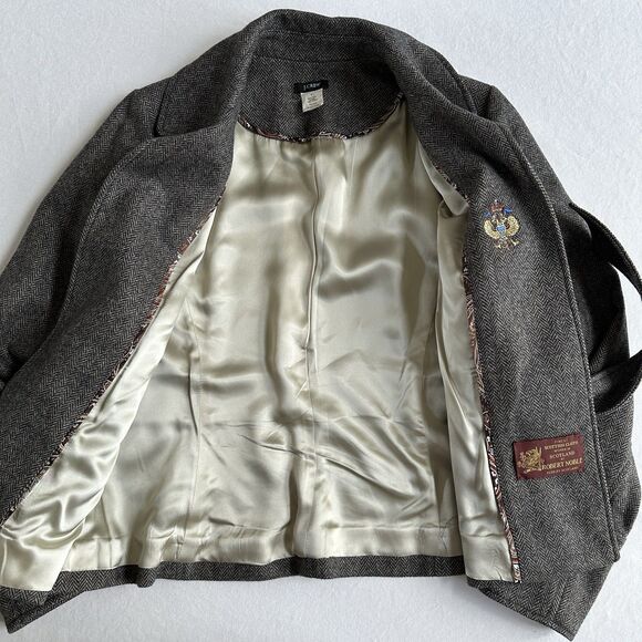 J.Crew + Robert Noble Scotland Blazer Gray Herringbone Womens Sz 6 - Picture 5 of 10